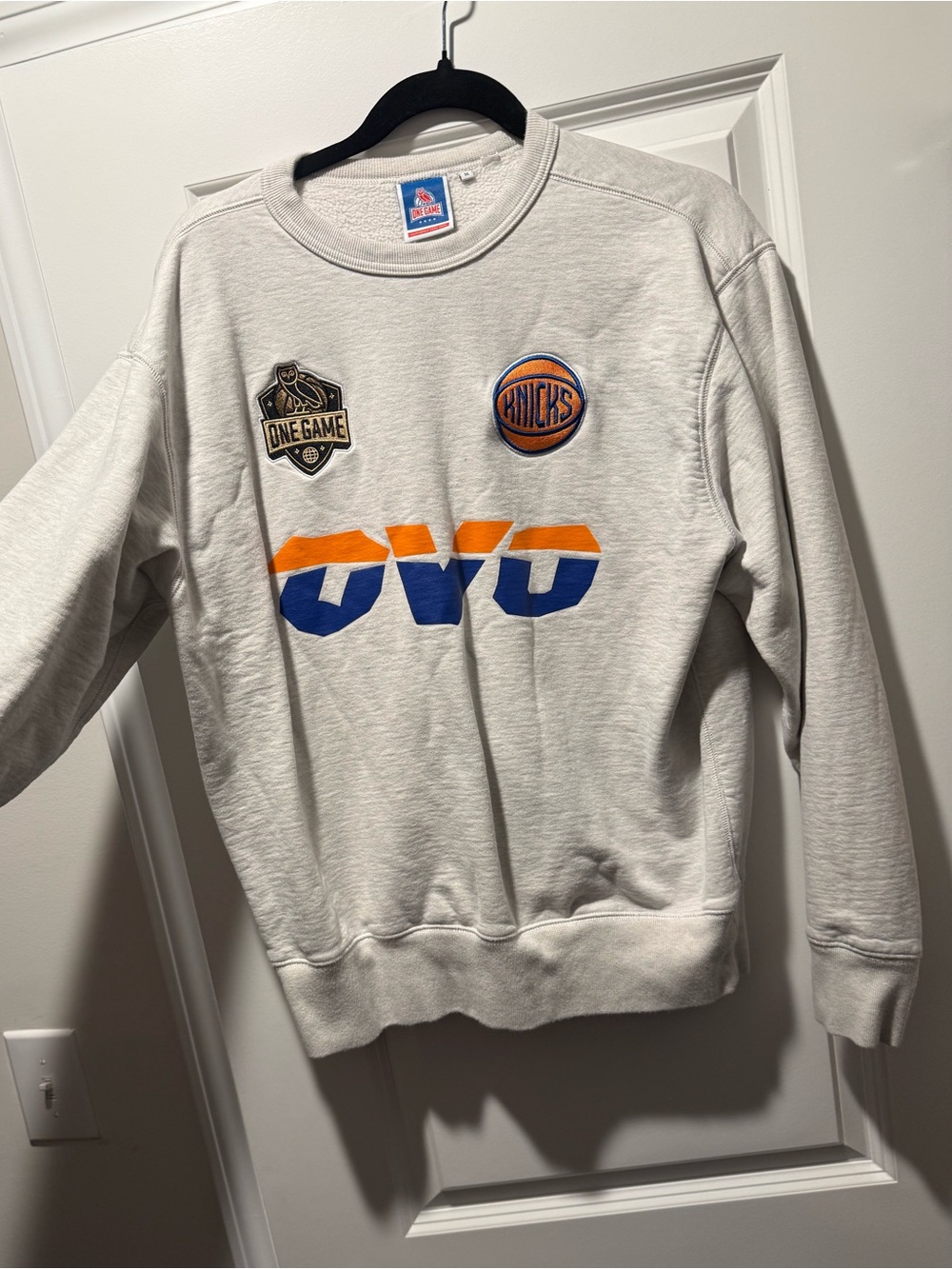 Men's New York Knicks OVO x NBA Natural Fleece Sweatshirt